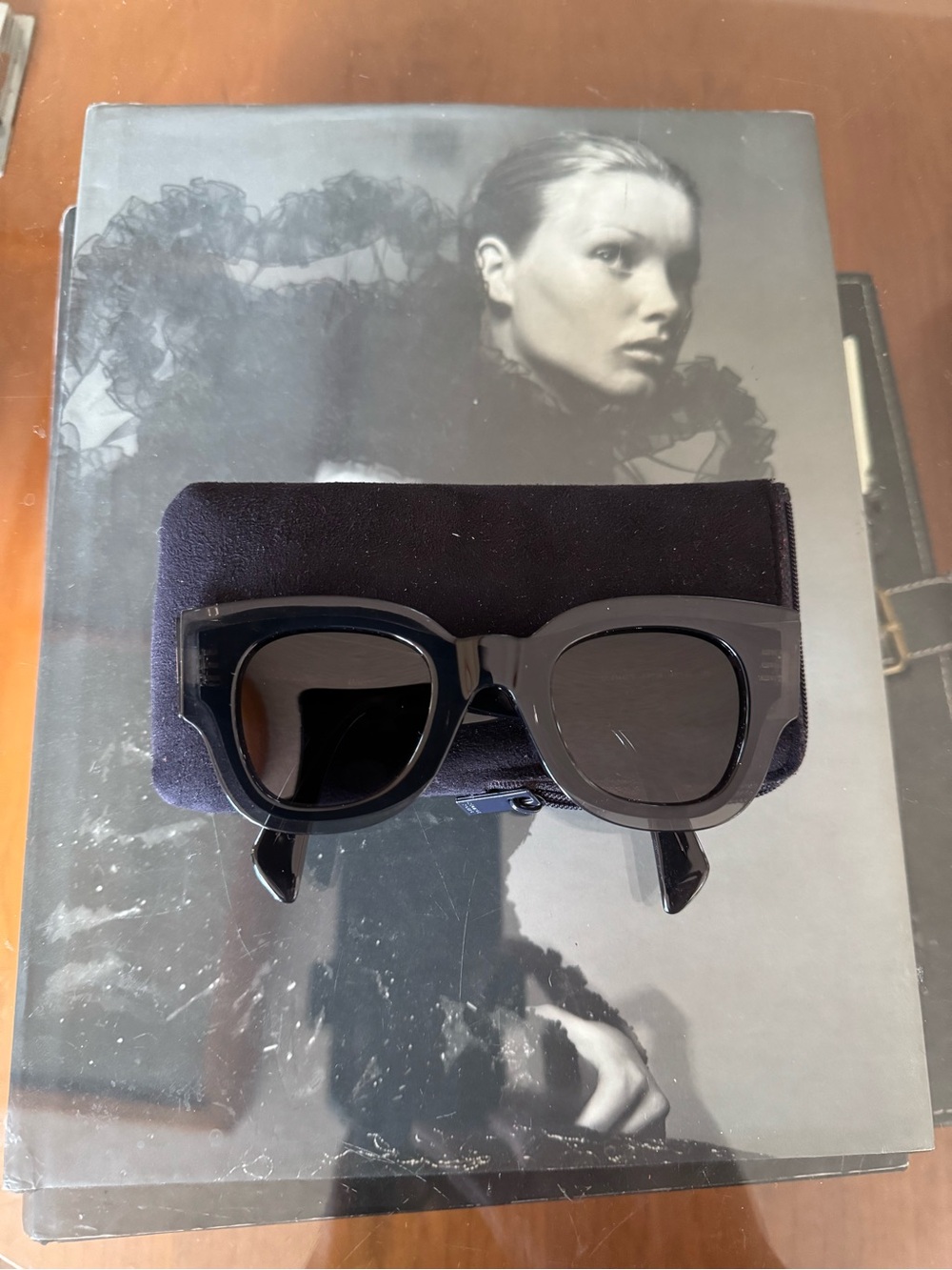 Celine Zoe CL41446 S Chunky Square Sunglasses in Translucent Charcoal Black - Picture 9 of 9